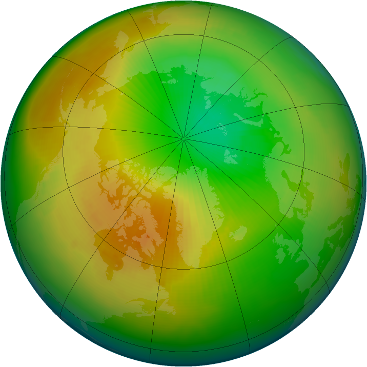 Arctic ozone map for April 1997